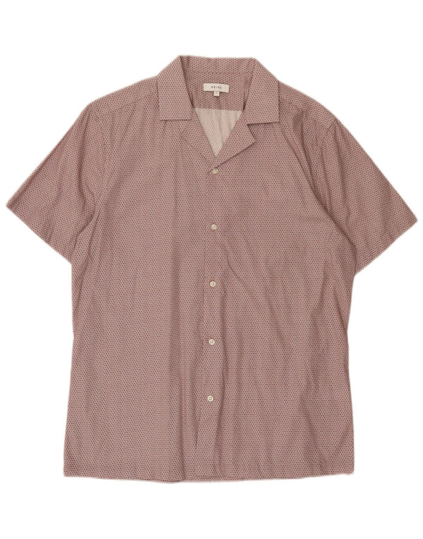Camisa Reiss De Manga Corta Regular Fit Para Hombre, Algodón Floral Rosa Grande, Moderna