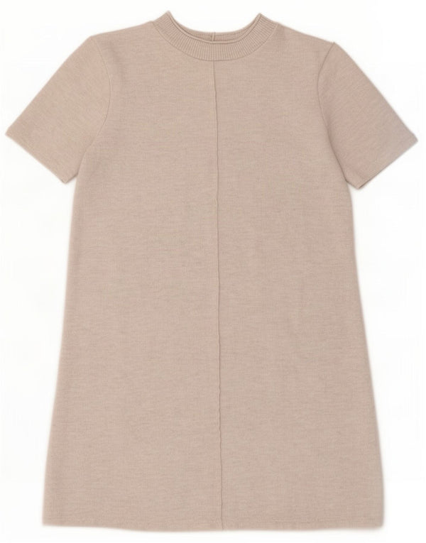 Zara Vestido recto para mujer ES 42 Medio Beige Poliéster