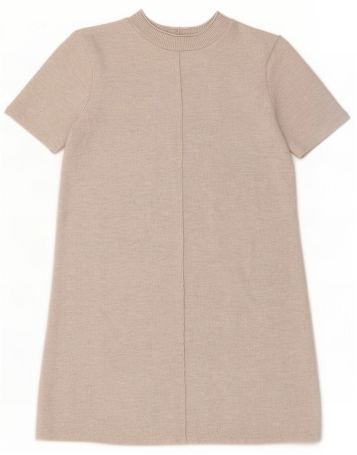Zara Vestido recto para mujer ES 42 Medio Beige Poliéster