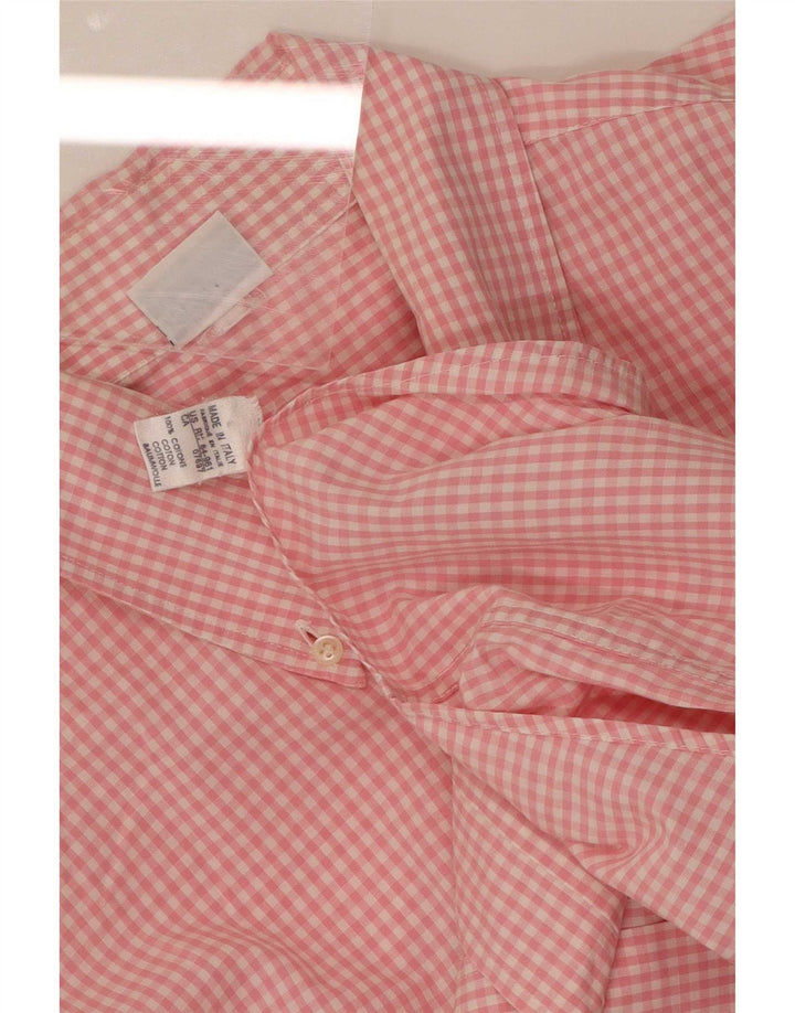 Camisa Benetton Hombre Grande De Algodón A Cuadros Rosa