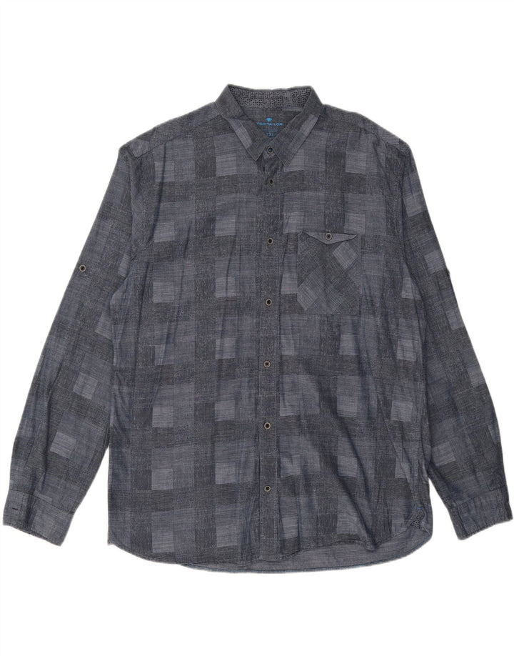 TOM TAILOR Camisa para hombre 2XL Azul marino Geométrico