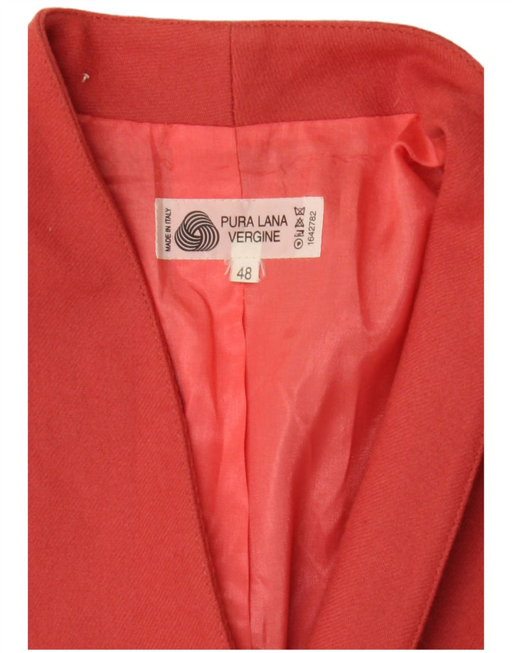 Chaqueta Blazer Vintage de Mujer de Doble Pecho IT 48 XL Lana Virgen Rosa