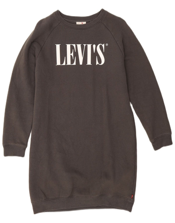 Levi's Vestido tipo sudadera con gráfico extragrande para mujer UK 6 XS Algodón gris
