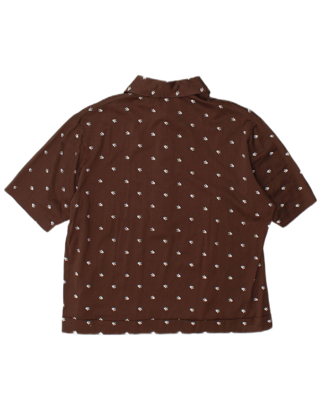 VINTAGE Camisa pullover de manga corta para mujer IT 52 2XL Marrón Geométrico