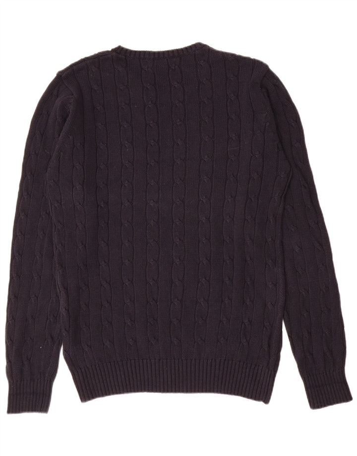 Marks & Spencer Jersey de cuello redondo azul Harbor para hombre, talla pequeña, azul marino