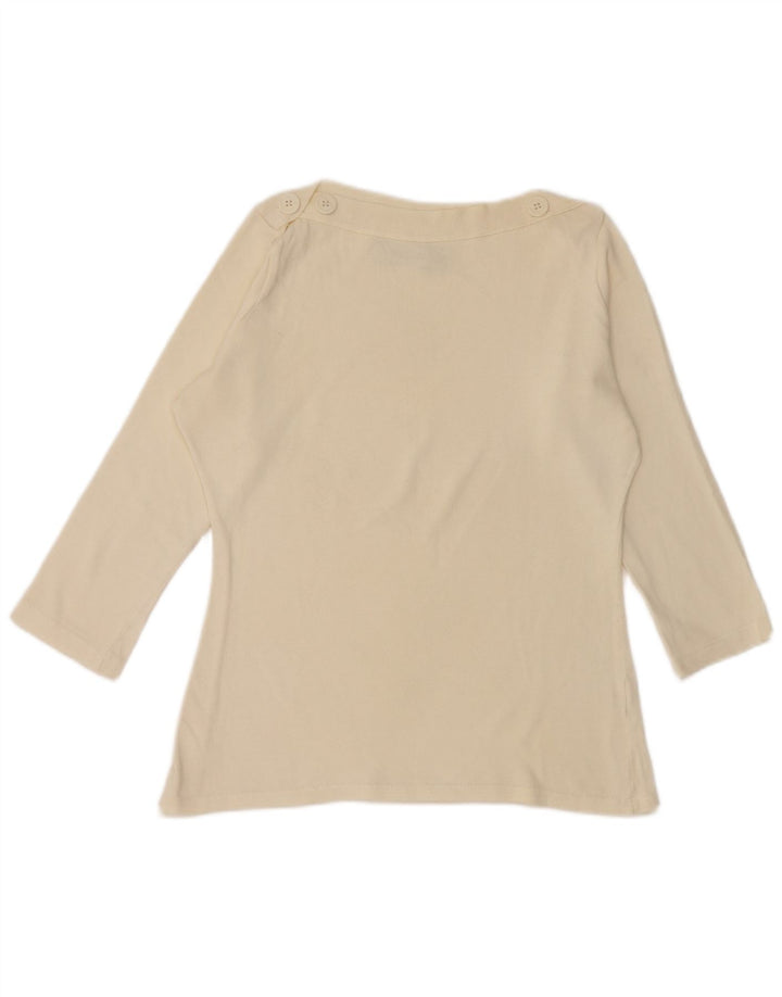 Zara Mujer Top Manga 3/4 UK 44 Grande Algodón Blanco