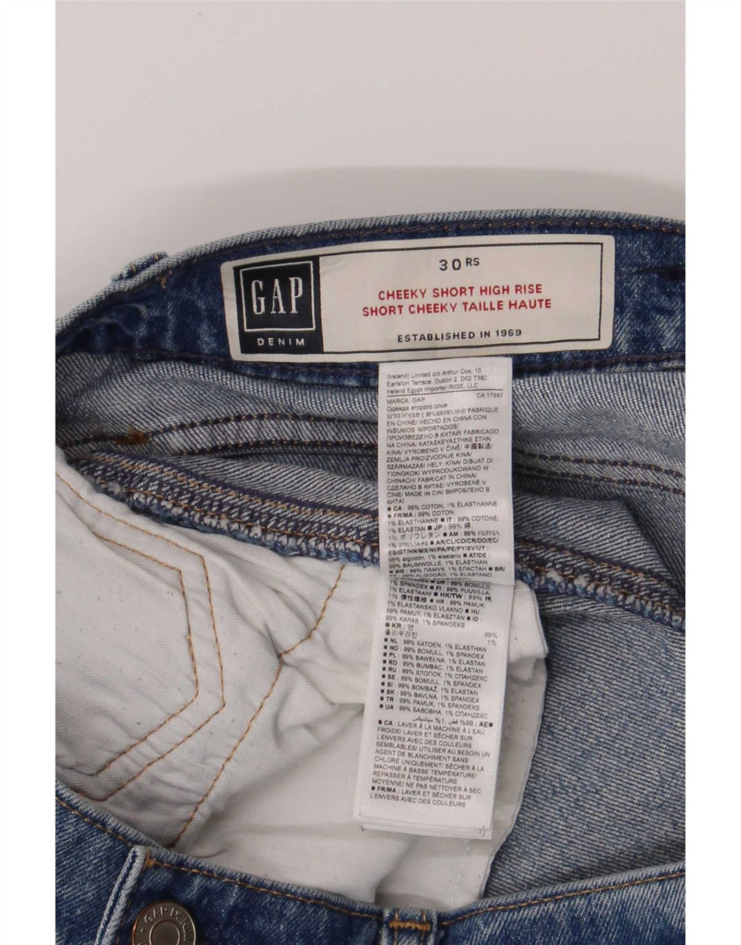 Shorts De Mezclilla Desgastados W30 De Algodón Azul Medio Para Mujer Gap