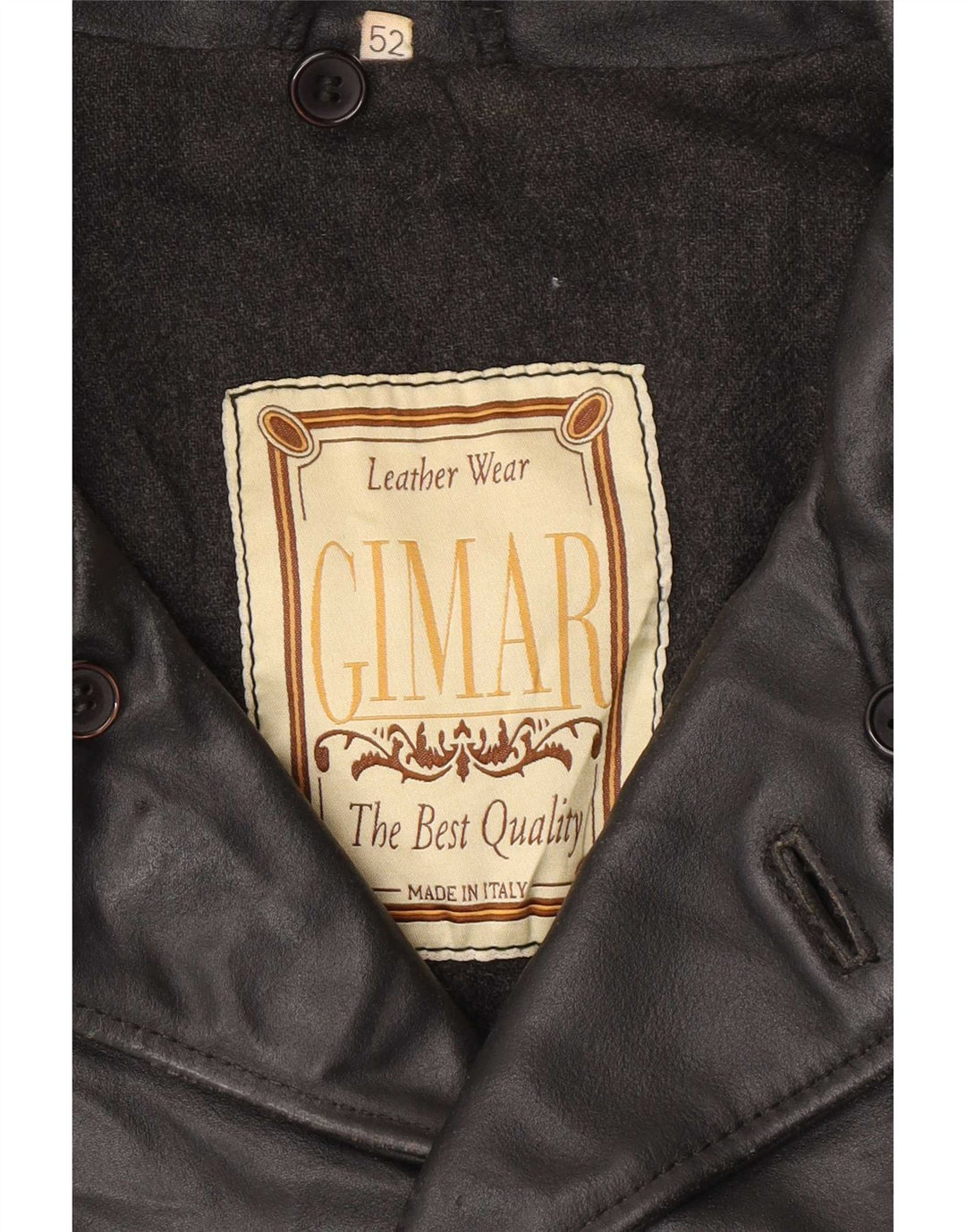 Chaqueta de cuero vintage para hombre IT 52 XL Negro