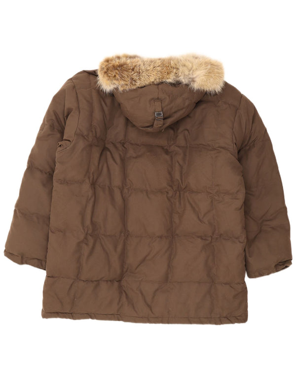 Emaroo Australia Mens Hooded Padded Jacket UK 44 2XL Brown Polyester