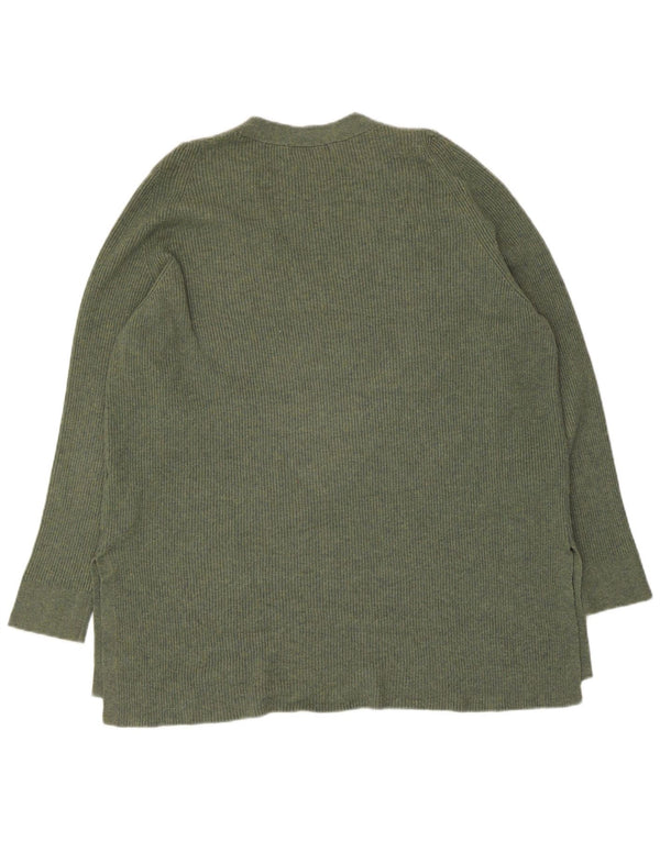 Marks & Spencer Suéter con Cuello en V para Mujer UK 46 Grande Poliéster Caqui