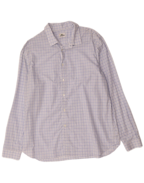 Camisa Lacoste Slim Fit para hombre Talla 46 2XL Algodón a cuadros azul