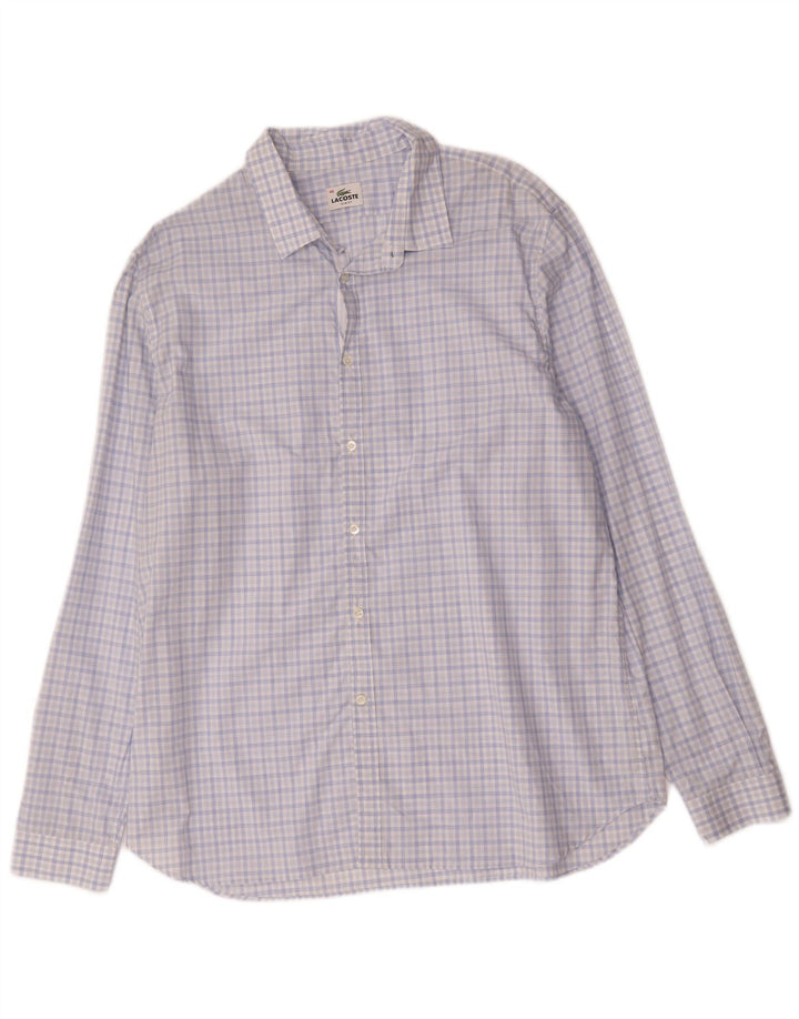 Camisa Lacoste Slim Fit para hombre Talla 46 2XL Algodón a cuadros azul