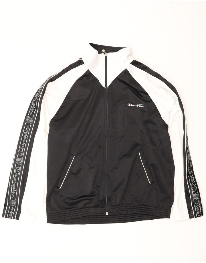CHAMPION Chaqueta superior de chándal con gráfico para hombre, talla grande, color negro