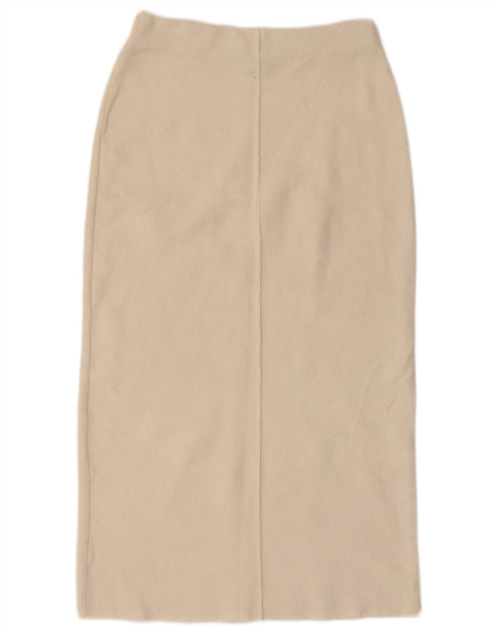 Zara Mujer Falda Midi De Punto Pequeña W26 Blanco Roto