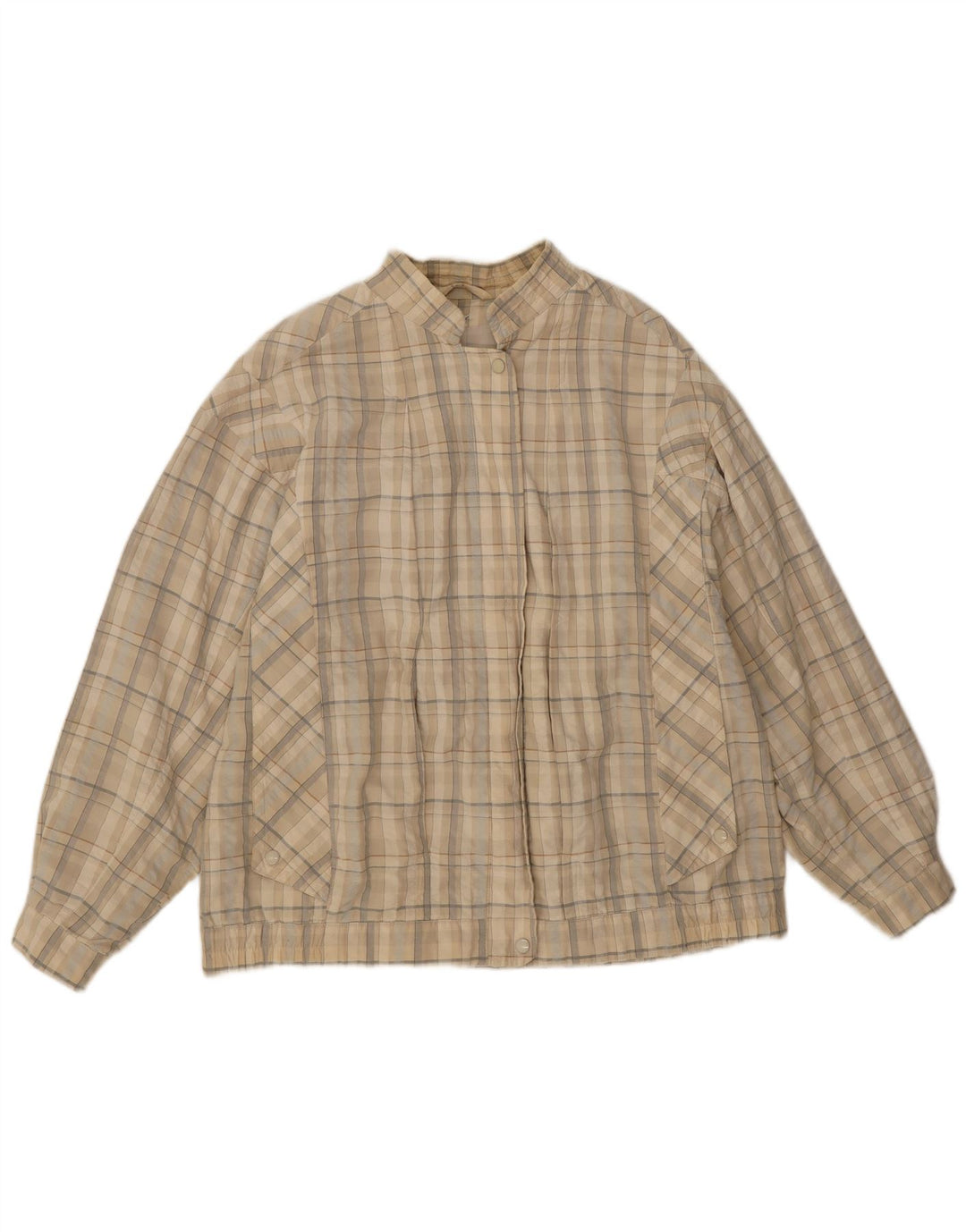 Wohrl Chaqueta Bomber para Mujer UK 46 Grande Beige Cuadros Algodón