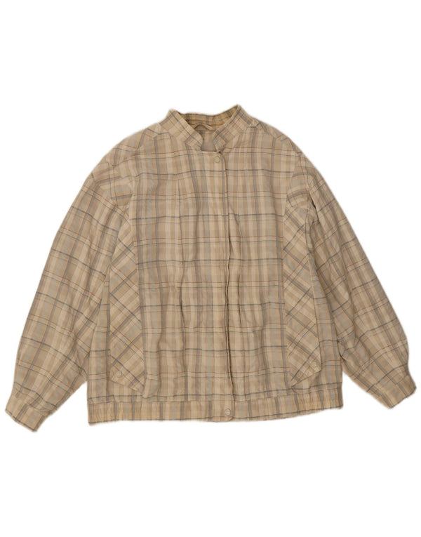 Wohrl Chaqueta Bomber para Mujer UK 46 Grande Beige Cuadros Algodón
