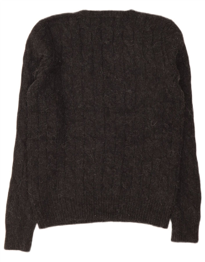 Ralph Lauren suéter con cuello en V para mujer UK 12 lana gris medio