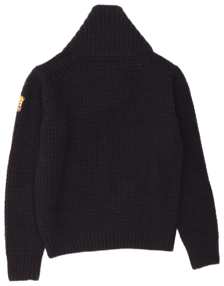 MARINA MILITARE Suéter tipo jersey con cuello chal para mujer UK 10 Small Azul marino