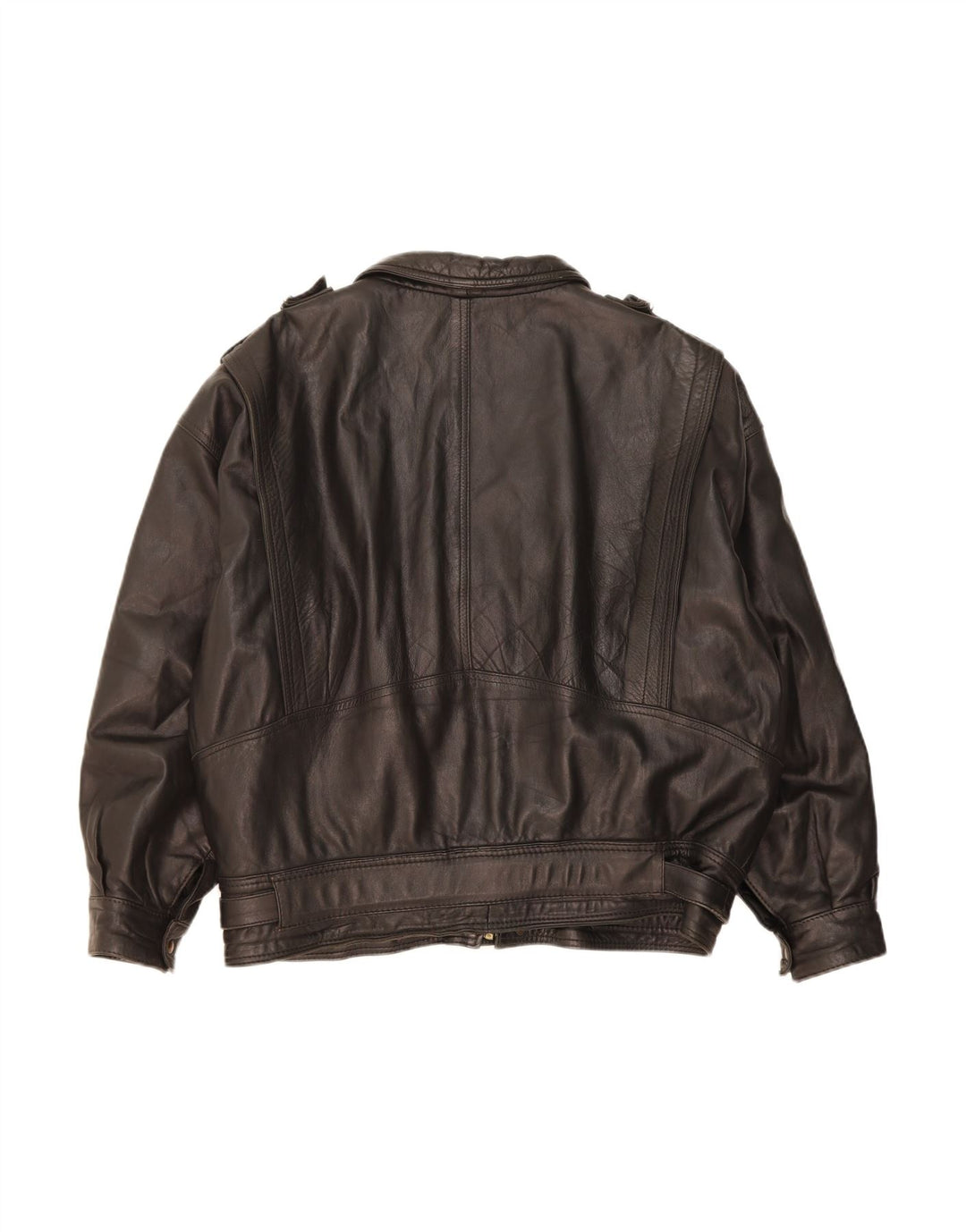 VINTAGE Chaqueta de cuero para hombre Reino Unido 44 2XL Cuero negro