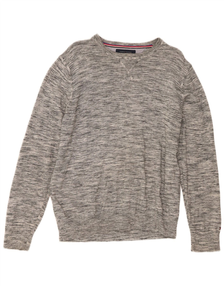 Tommy Hilfiger Jersey con cuello barco para hombre de algodón moteado en gris medio