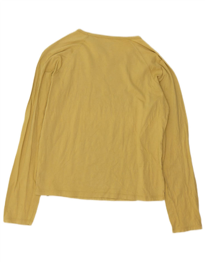 COLUMBIA Top gráfico para mujer de manga larga UK 44 Grande Algodón amarillo
