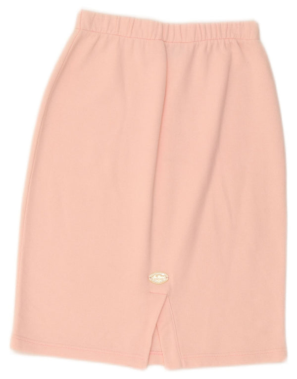 Vintage mujer cintura alta lápiz falda IT 42 Medio W26 Algodón Rosa