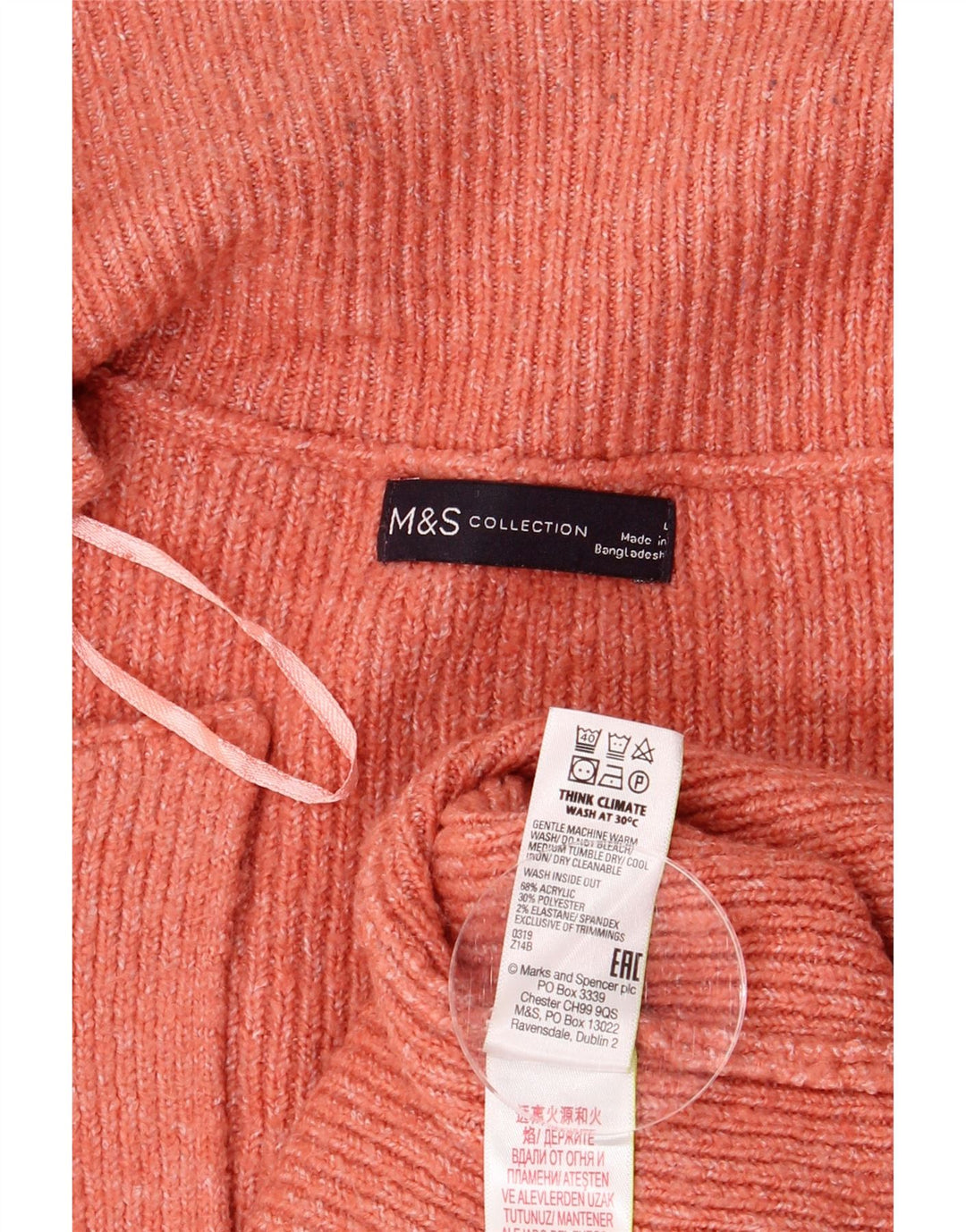 MARKS & SPENCER Suéter tipo cárdigan largo para mujer UK 46 Grande Naranja