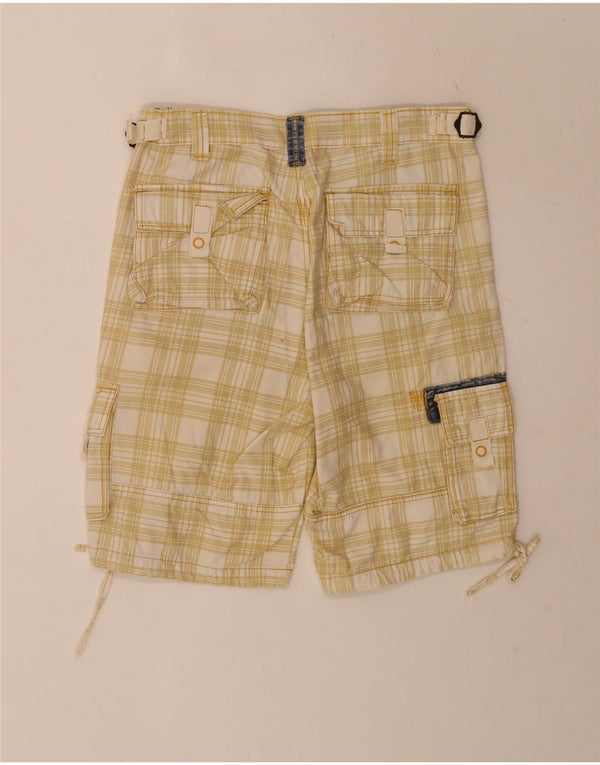 Vintage hombres regular cargo pantalones cortos IT 48 Medio W34 Beige Plaid