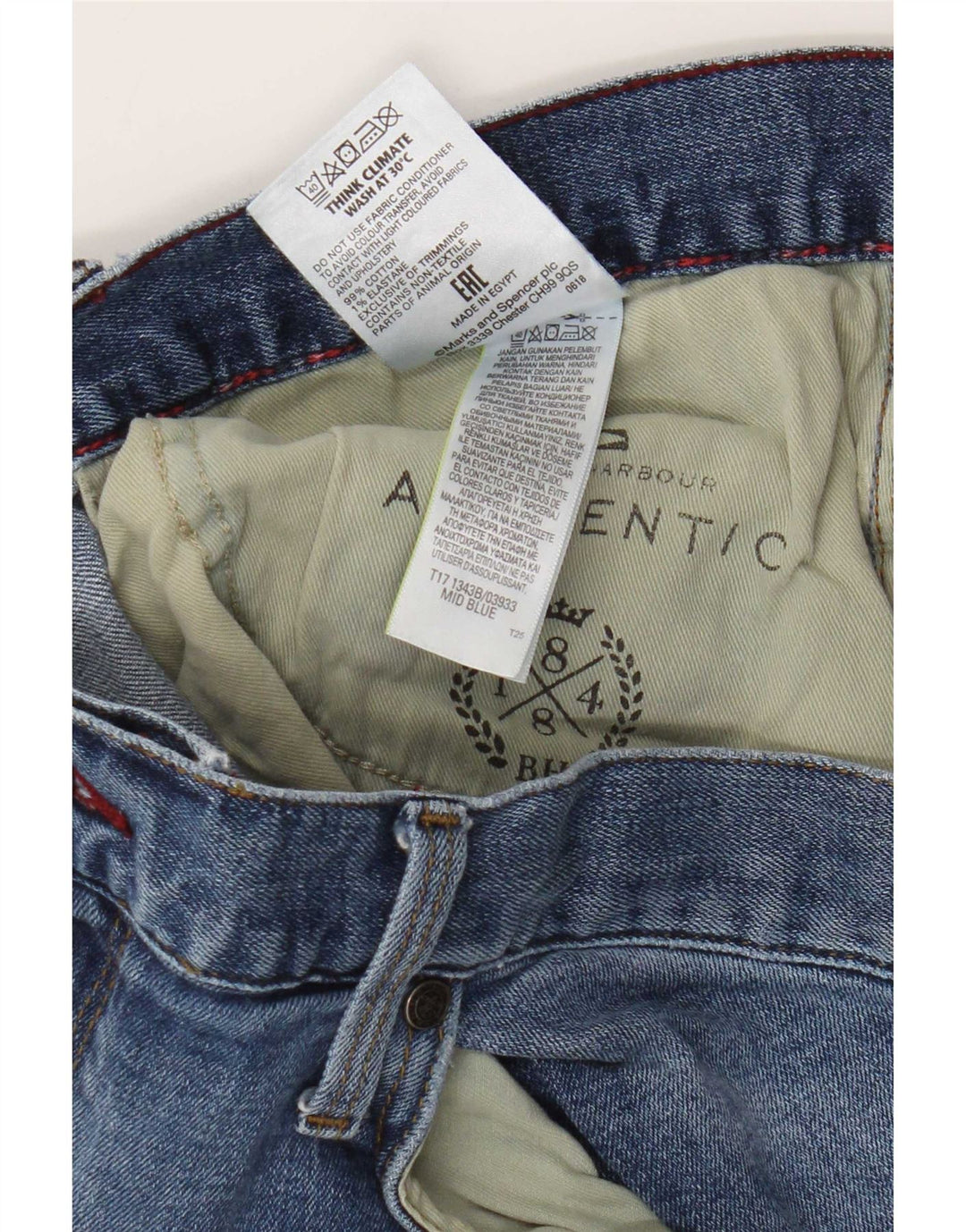 Marks & Spencer Vaqueros rectos para hombre W40 L29 Algodón azul