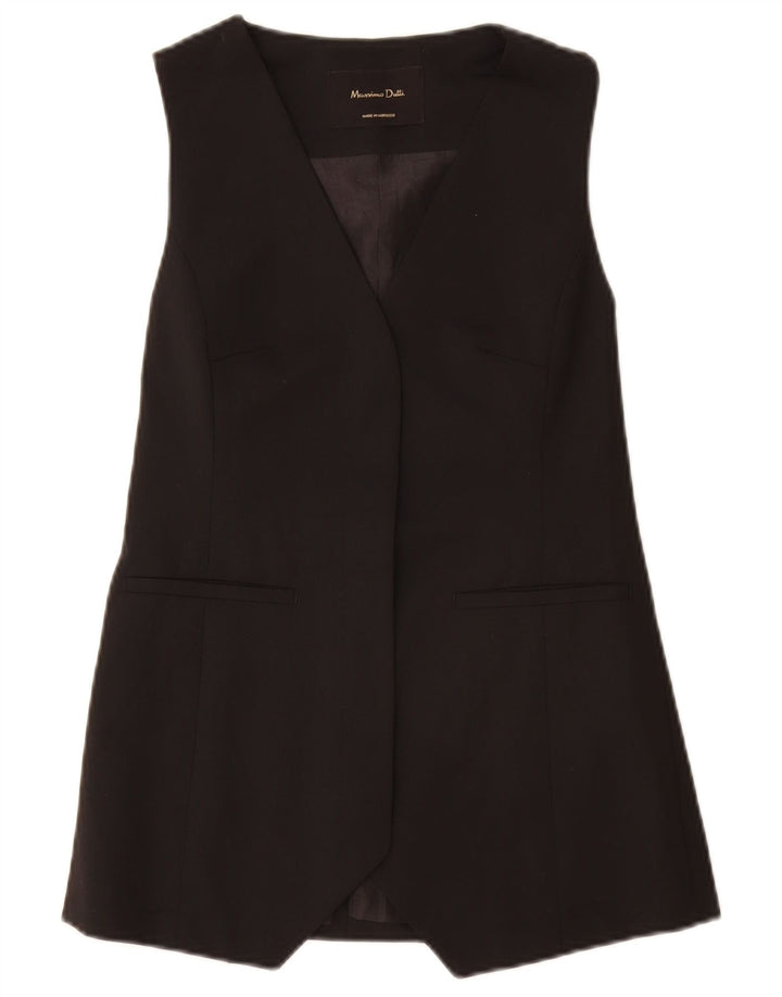 Massimo Dutti Chaqueta Americana Abierta Sin Mangas para Mujer UK 6 XS Poliéster Negro