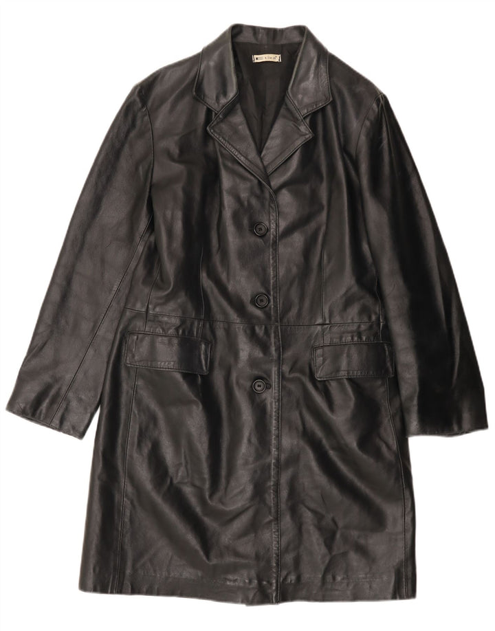 VINTAGE Abrigo de cuero para mujer IT 46 Cuero negro grande