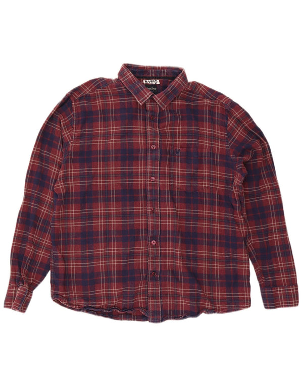 James Pringle Camisa de franela para hombre XL Algodón a cuadros rojos
