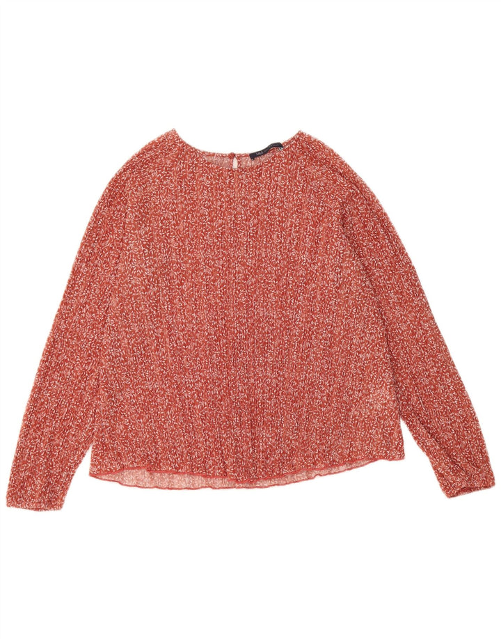 MARKS & SPENCER Blusa de manga larga para mujer UK 40 Medio Rojo Floral