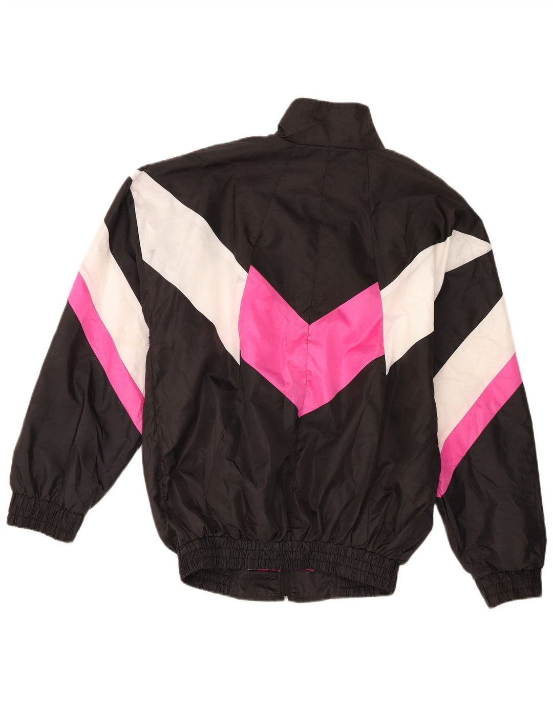 Vintage Hombre Chándal Top Chaqueta XL Negro Colorblock Poliéster