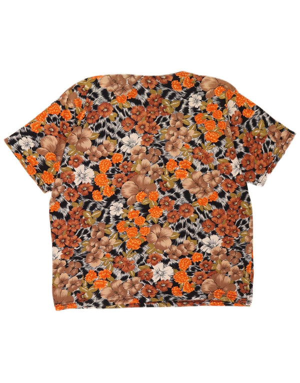 Vintage mujer blusa Top Reino Unido 14 medio multicolor floral
