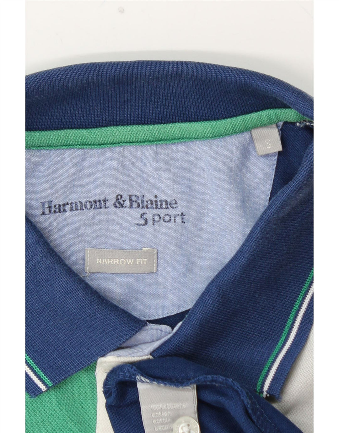 HARMONT & BLAINE Polo de corte estrecho para hombre Algodón color block azul pequeño