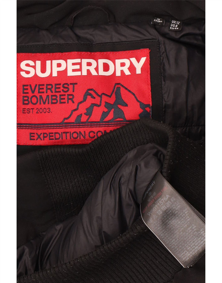 Superdry Chaqueta Acolchada Con Capucha Para Mujer UK 42 Mediano Negro Poliéster