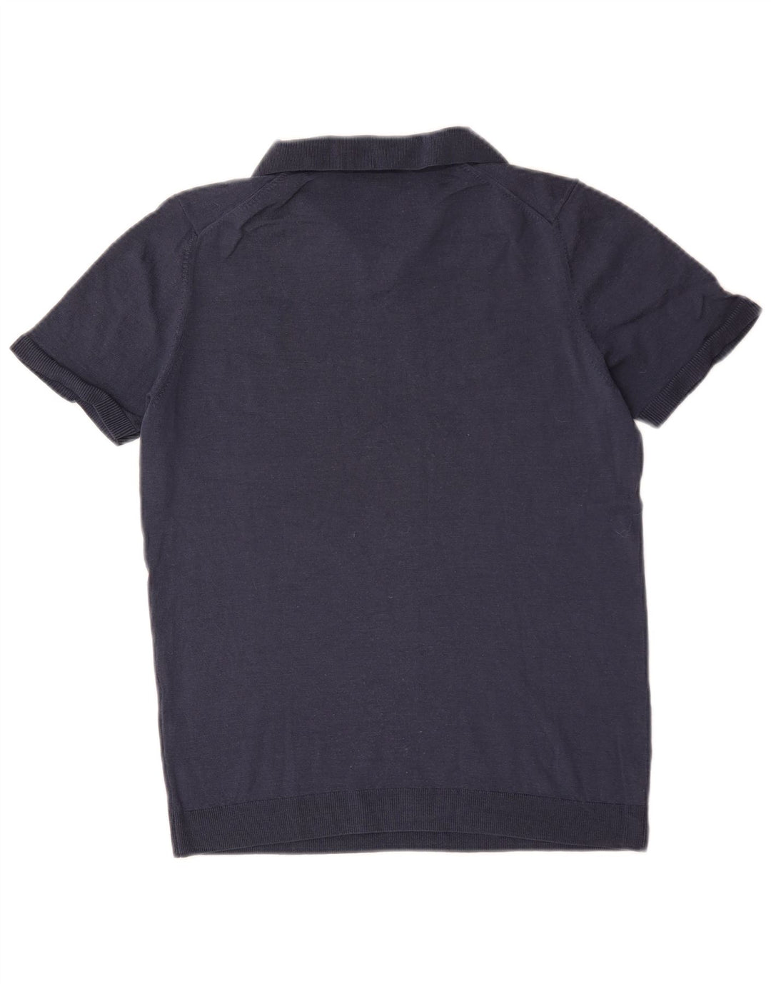 Massimo Dutti Jersey Hombre Manga Corta Cuello Polo Azul Marino Medio