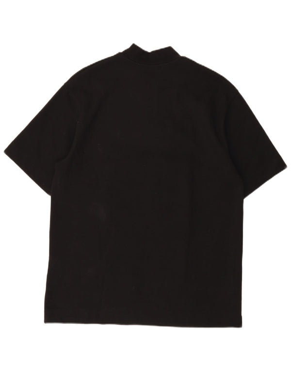 Zara Camiseta con cuello y cremallera para mujer UK 44 Medium Black Cotton