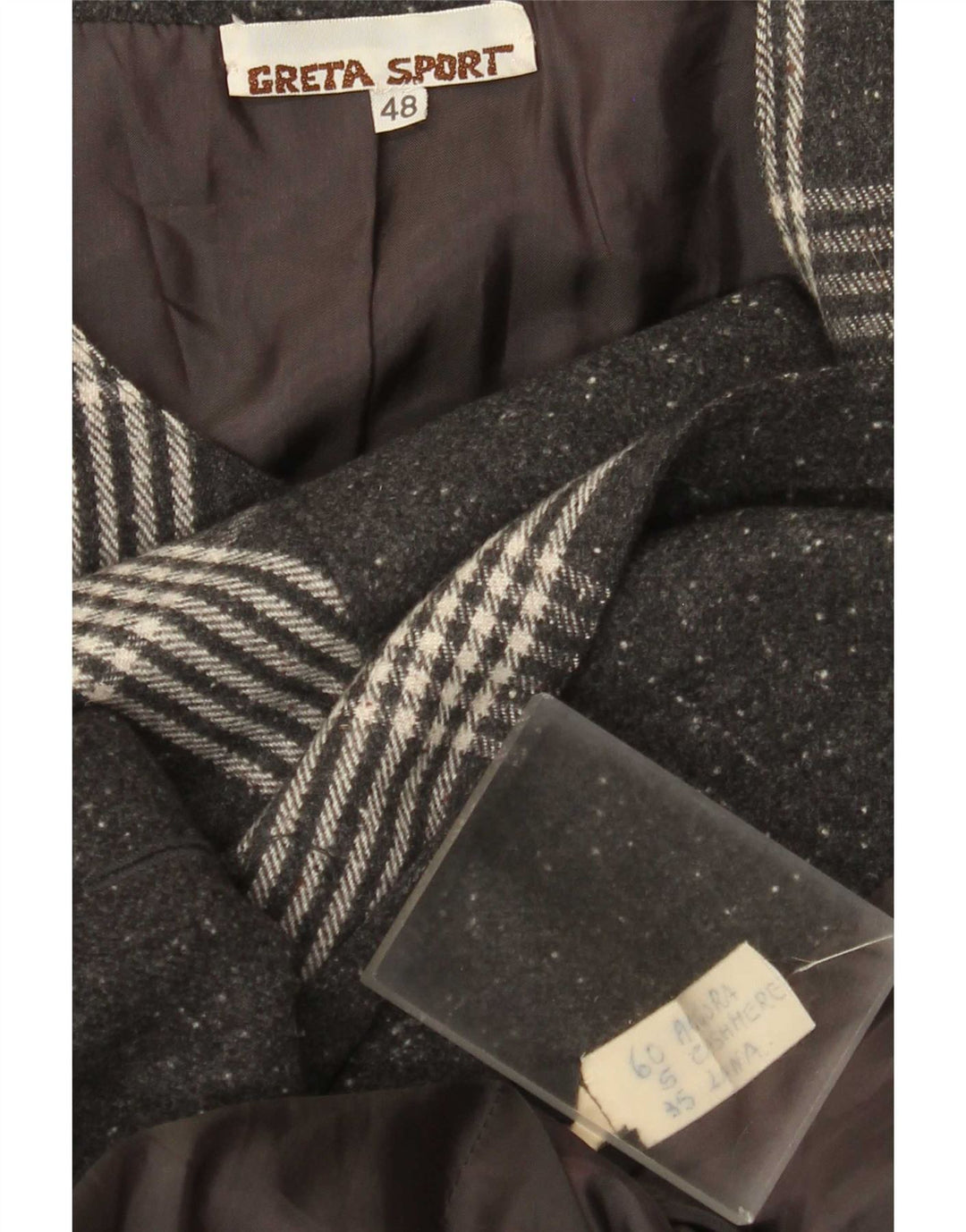 Abrigo vintage para mujer IT 48 XL Gris Check Angora