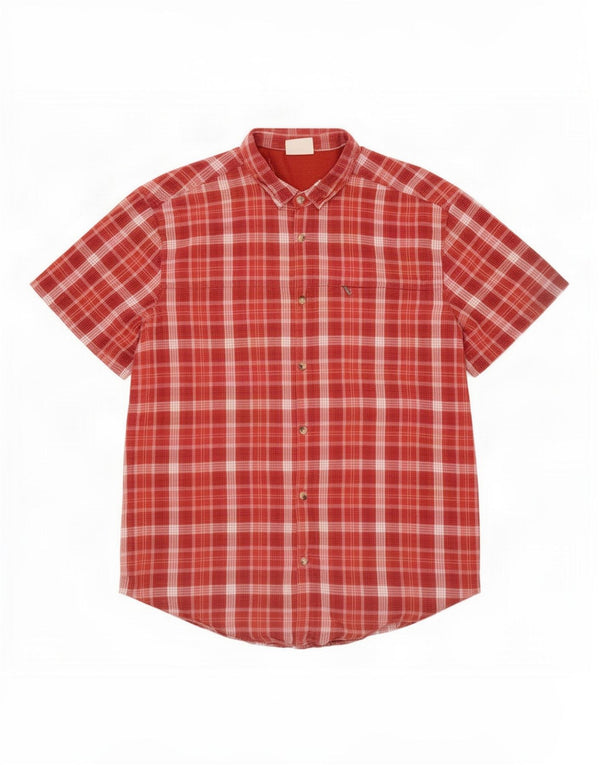 Camisa de manga corta para hombre Mountain Warehouse 3XL Algodón a cuadros rojos