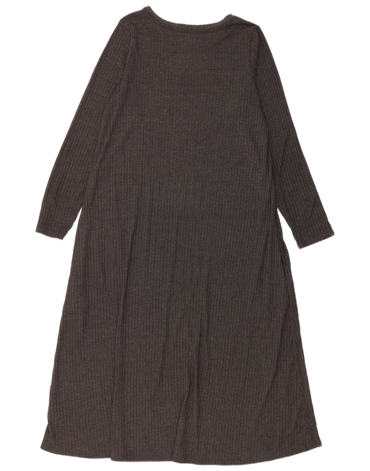 Marks & Spencer Vestido largo de manga larga para mujer UK 46 Poliéster gris grande
