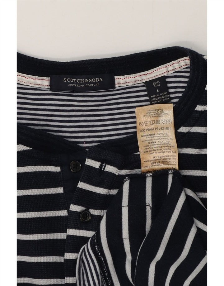 SCOTCH & SODA Camiseta Hombre Manga Larga Algodón Rayas Azul Marino Grande