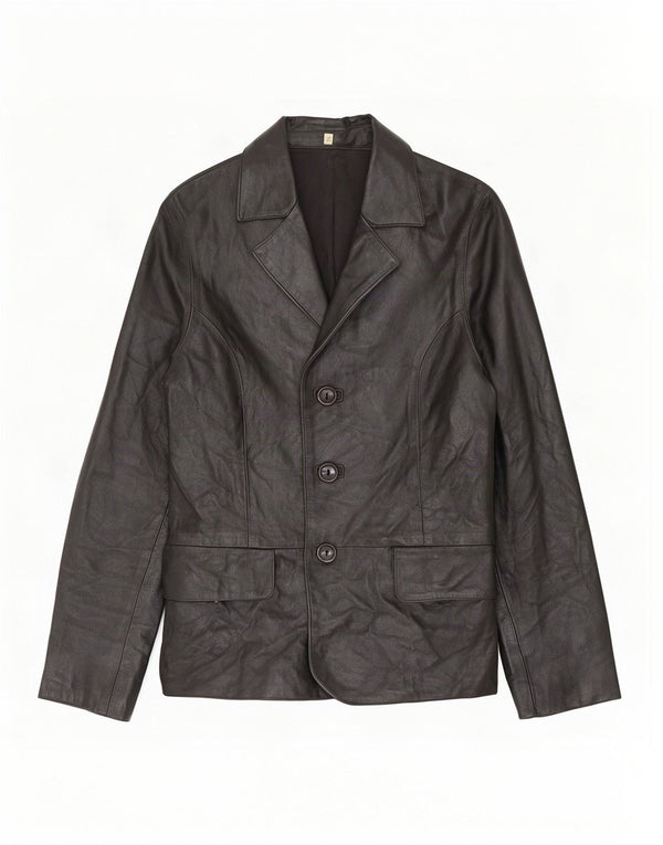 Vintage mujer chaqueta de cuero Reino Unido 10 pequeño negro