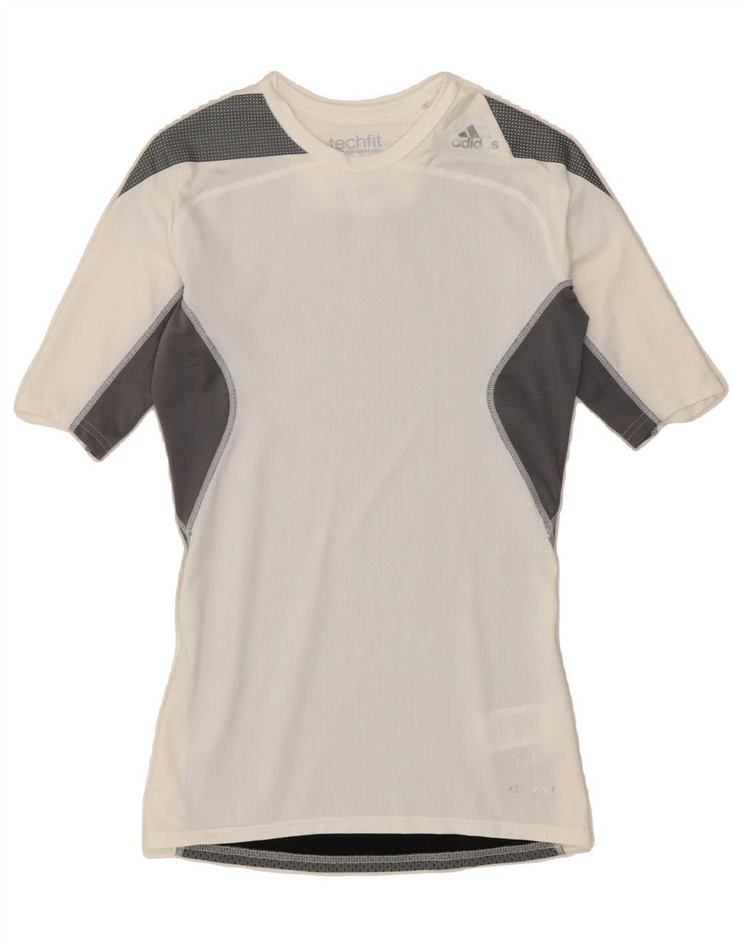 ADIDAS Womens Climacool T-Shirt Top UK 12 Medium White Colourblock Vintage Adidas and Second-Hand Adidas from Messina Hembry 