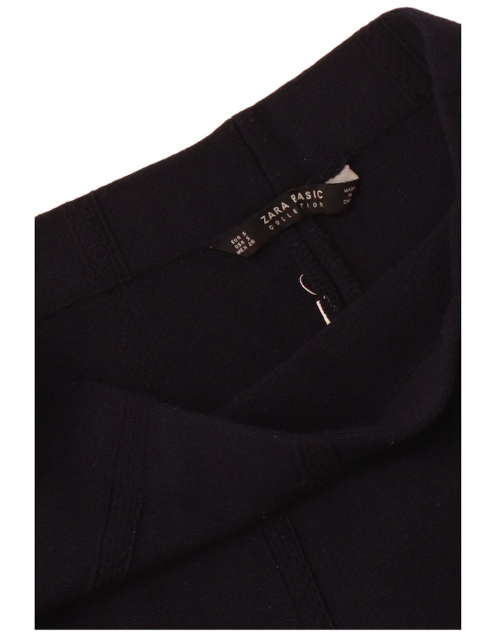 Zara Mujer Falda Acampanada De Punto UK 6 Small W26 Azul Marino