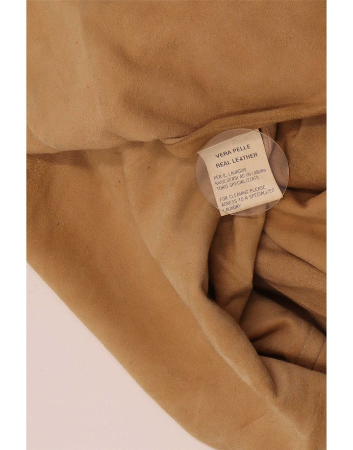 Enrico Mandelli Chaqueta de cuero para mujer UK 40 XL Marrón Clásico