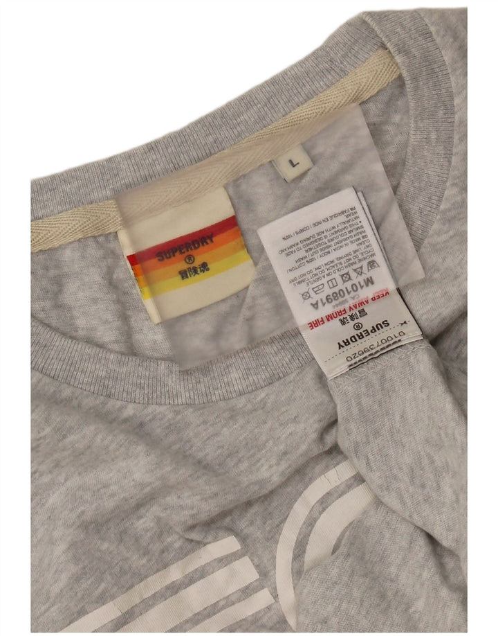 Superdry Camiseta gráfica para hombre Top grande de algodón gris