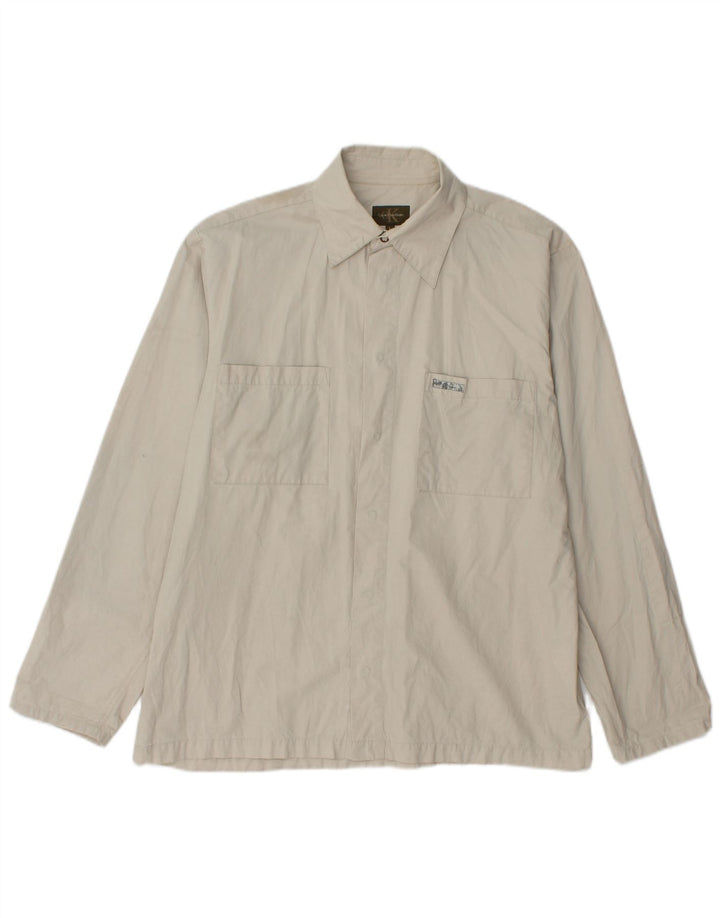 Camisa Calvin Klein Hombre Grande Algodón Beige