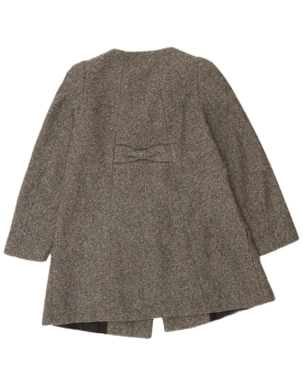 Zara Mujer Abrigo Cruzado UK 8 Small Poliéster Gris